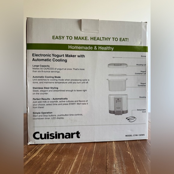 Cuisinart Electronic Yogurt Maker Automatic Cooling BPA Free Discontinued New - Picture 5 of 13
